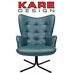 KARE Drehsessel Oscar Leder Blau